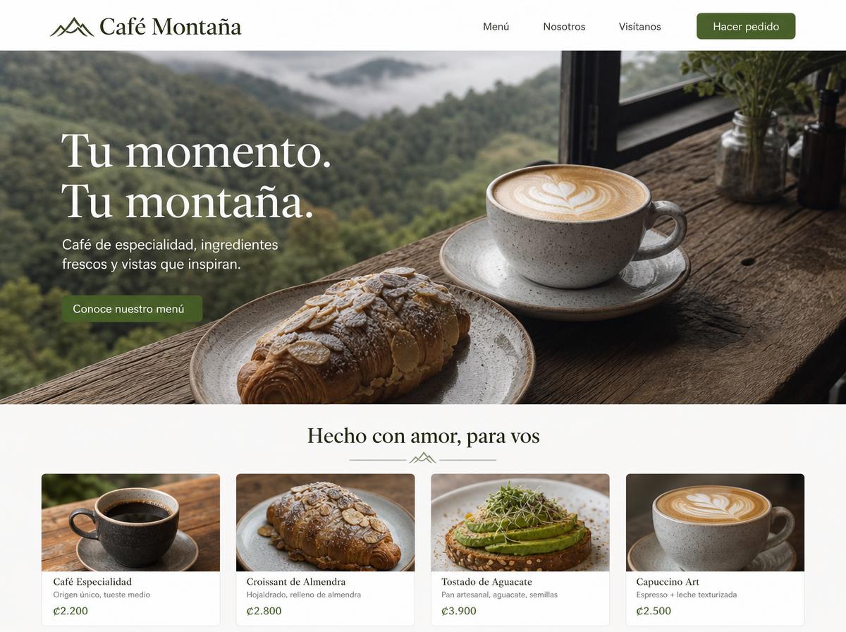 Café Montaña — Cafetería - menú en línea